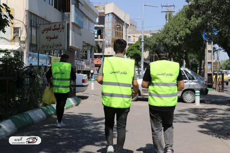 حضور پاکبانان محرم اردبیلی در مسیر نجف تا کربلا در پیاده‌روی اربعین حسینی